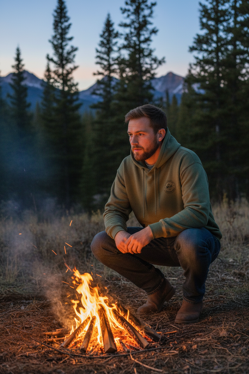 Army green campfire